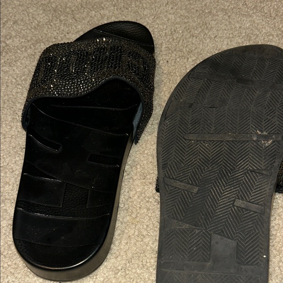 Jimmy Choo Crystal Studded Black Slide Pool Sandals